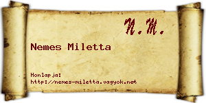 Nemes Miletta névjegykártya